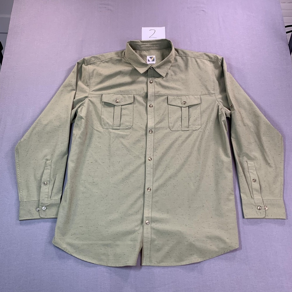 Voyager Shirt Men 2XL Blue Green Stretch Woven Long Sleeve Button Front Lot of 4 - Picture 12 of 16
